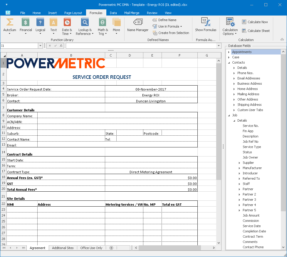 Excel Like Template Editor. Add your database fields directly to the 3GB Excel Like Editor